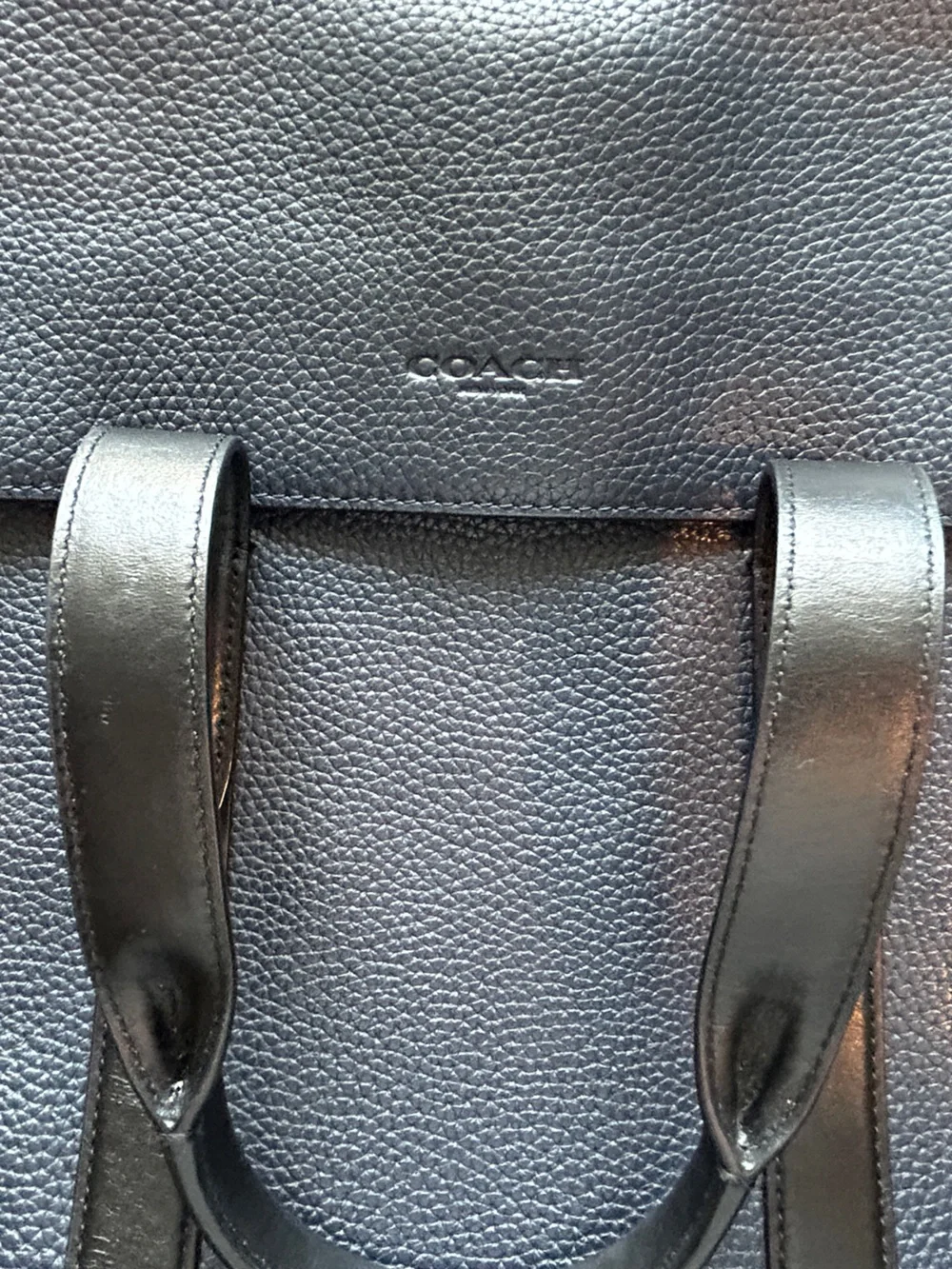 Coach Metropolitan Portfolio Brief Case Tote (Blue Pebbled Leather)